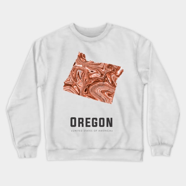 Oregon state map abstract brown Crewneck Sweatshirt by StudioGrafiikka